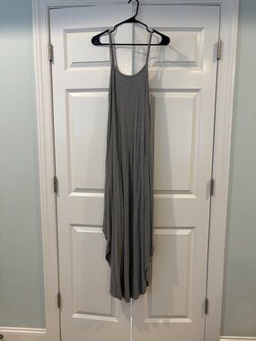 Carly Jean Los Angeles Grey Asymmetrical Maxi Tank Dress